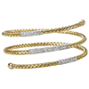 14k Two-tone Gold .62 ct tw Diamond 3-Row Bar Tension Bangle Bracelet