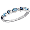 14k White Gold Blue Sapphire and Marquise-cut Blue  Topaz Stackable Ring
