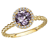 14k Yellow Gold 0.75 ct Amethyst and Diamond Halo Ring