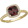 14k Yellow Gold 1.75 ct Cushion-cut Garnet and Diamond Halo Ring