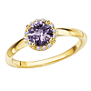 14k Yellow Gold 1 ct Round Amethyst and Diamond Halo Ring