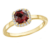 14k Yellow Gold 1 ct Cushion Garnet and Diamond Halo Ring