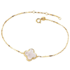 14k Yellow Gold Mother of Pearl Clover Charm Bracelet 