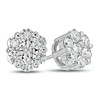 14kt White Gold .75 ct tw Diamond Flower Cluster Stud Earrings