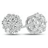 14kt White Gold 2 ct tw Diamond Flower Cluster Stud Earrings