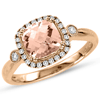 14kt Rose Gold 1.2 ct Morganite Ring with .18 ct  Diamond Accents