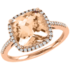 14kt Rose Gold 2.4 ct Morganite Ring with .23 ct  Diamond Accents