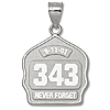 Sterling Silver 1in 343 Never Forget Fire Helmet Pendant