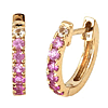 14k Yellow Gold .33 ct tw Pink and White Sapphire Hoop Earrings
