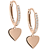 14k Rose Gold Heart Micro Pave Diamond Hoop Earrings