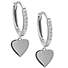 14k White Gold Heart Micro Pave Diamond Hoop Earrings