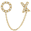 14k Yellow Gold Hugs and Kisses Micro Pave Diamond Connected Single Earring