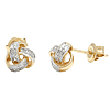 14k Yellow Gold Love Knot .02 ct tw Diamond Pave Earrings