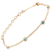 14k Yelow Gold Emerald and Diamond Micro Pave Station Bracelet
