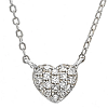 14k White Gold .06 ct Diamond Pave Mini Heart Necklace