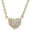 14k Yellow Gold .06 ct Diamond Pave Mini Heart Necklace