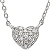 Sterling Silver Tiny Heart .05 ct tw Diamond Pave Necklace