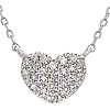 Sterling Silver Small Heart Diamond Pave Necklace