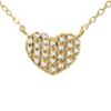 14k Yellow Gold 0.18 ct Diamond Pave Heart Necklace With Bezel Stations