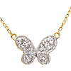 14k Yellow Gold Butterfly Pave Diamond Necklace