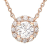 14k Rose Gold 1/3 ct tw Diamond Halo Necklace