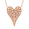 14k Rose Gold .15 ct tw Diamond Pave Slender Heart Necklace
