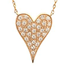 14k Yellow Gold .15 ct tw Diamond Pave Slender Heart Necklace