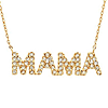 14k Yellow Gold Mama Micro Pave Diamond Necklace
