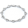 Sterling Silver .12 ct tw Diamond Heart Charm Bracelet