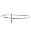 Sterling Silver Pave Diamond Cross Bangle Bracelet