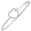 Sterling Silver Heart Micro Pave Diamond Bangle Bracelet