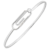 Sterling Silver Micro Pave Diamond Paper Clip Bangle Bracelet