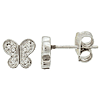 Sterling Silver .05 ct tw Diamond Pave Butterfly Earrings