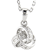Sterling Silver Pave Diamond Love Knot Necklace