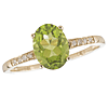 14k Yellow Gold 1.1 ct Oval Peridot Ring with Diamond Accents