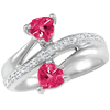 Sterling Silver Doting Promise Ring with Simulated Ruby