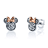 Pink Gold & Silver 1/10 ct tw Diamond Minnie Mouse Post Earrings