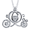 Sterling Silver Diamond Cinderella Carriage on 18in Chain