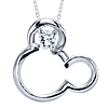 Sterling Silver White Sapphire Mickey Mouse Pendant on 18in Box Chain