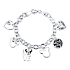 Sterling Silver Mickey and Minnie Mouse Charm Link Bracelet