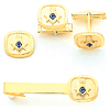 Masonic Cufflinks and Tie Tac Set - Yellow Gold Plated