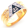 Yellow Gold 1/4 ct Diamond Masonic 33rd Degree Ring