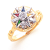 Eastern Star Enamel Ring with Round Top Yellow Gold