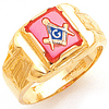 Yellow Gold Masonic Ring with Indented Emblems