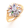Yellow Gold Eastern Star Ring with Textured Shank