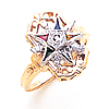 Yellow Gold Eastern Star Enamel Ring with Wide Frame