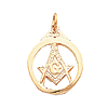 10kt Yellow Gold 3/4in Masonic Pendant in Circle