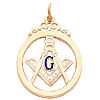 10k Yellow Gold Round Masonic Pendant Cut-out Design 7/8in