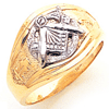 Two-tone Gold Masonic Ring with Open Back