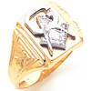 Two-tone Gold Rectangle Signet Masonic Ring with Oversize G